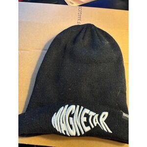 Magnetar Black Ribbed Cuff Beanie Hat Embroidered